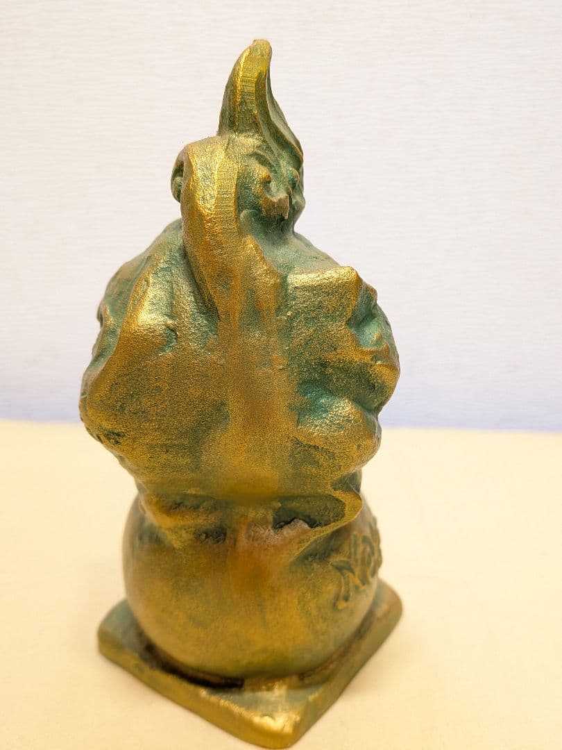 月形那比古　ブロンズ像　金彩玉乗獅子