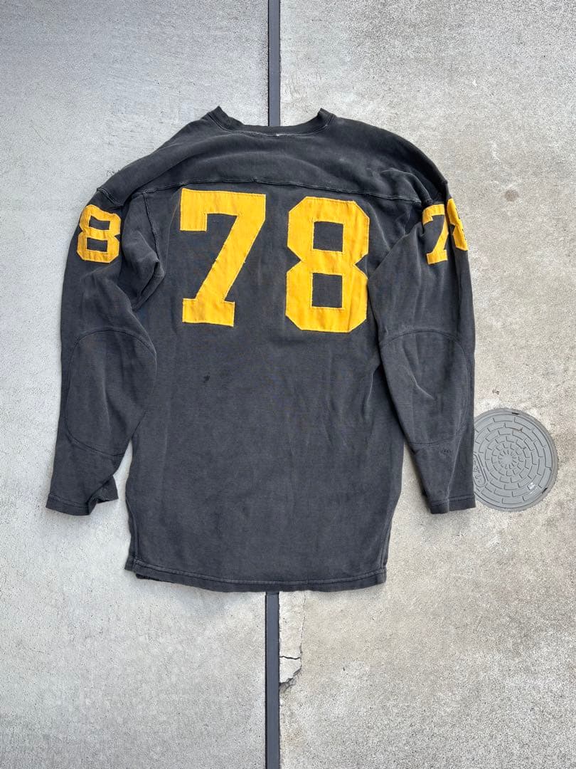 50年代 「sand」 フットボールT ブラック コットン100 42 袖長