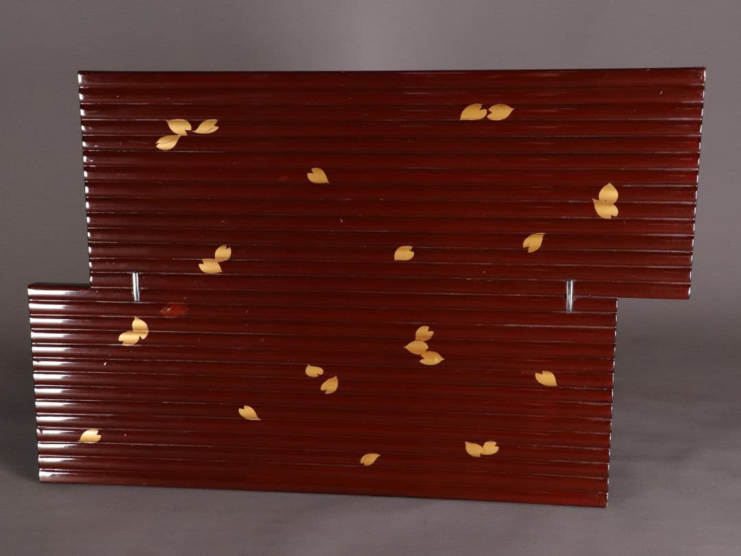 漆芸 桜ちらし蒔絵 花台 最大幅45.7cm 木製 卓 覆輪 雪輪 MA345