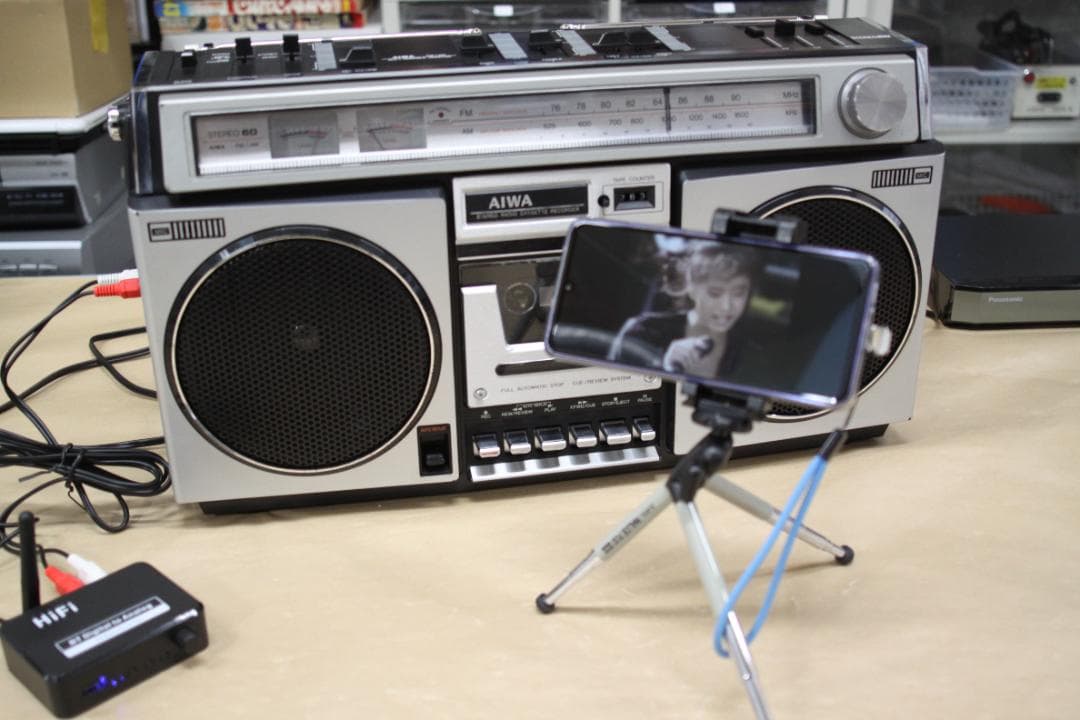 1979ラジカセ整備済　AIWA　CS-60　PCやスマホの音を出力