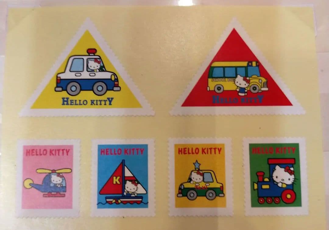 終了参考品！サンリオハローキティスタンプシール12種と切手使用済16種