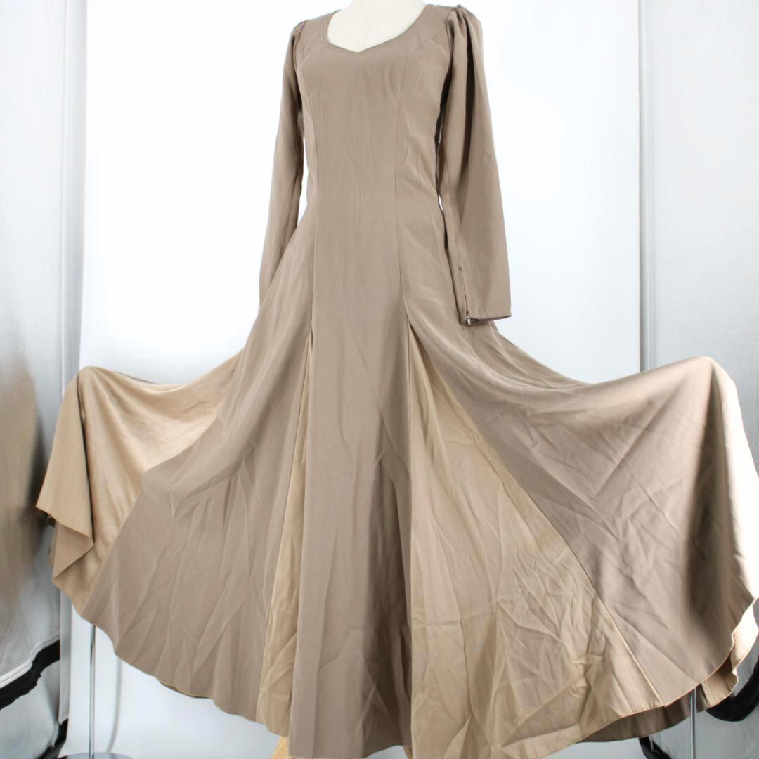 【美品 フラメンコ衣装】ブラウン ワンピース ドレス 無地 シンプル スウェード