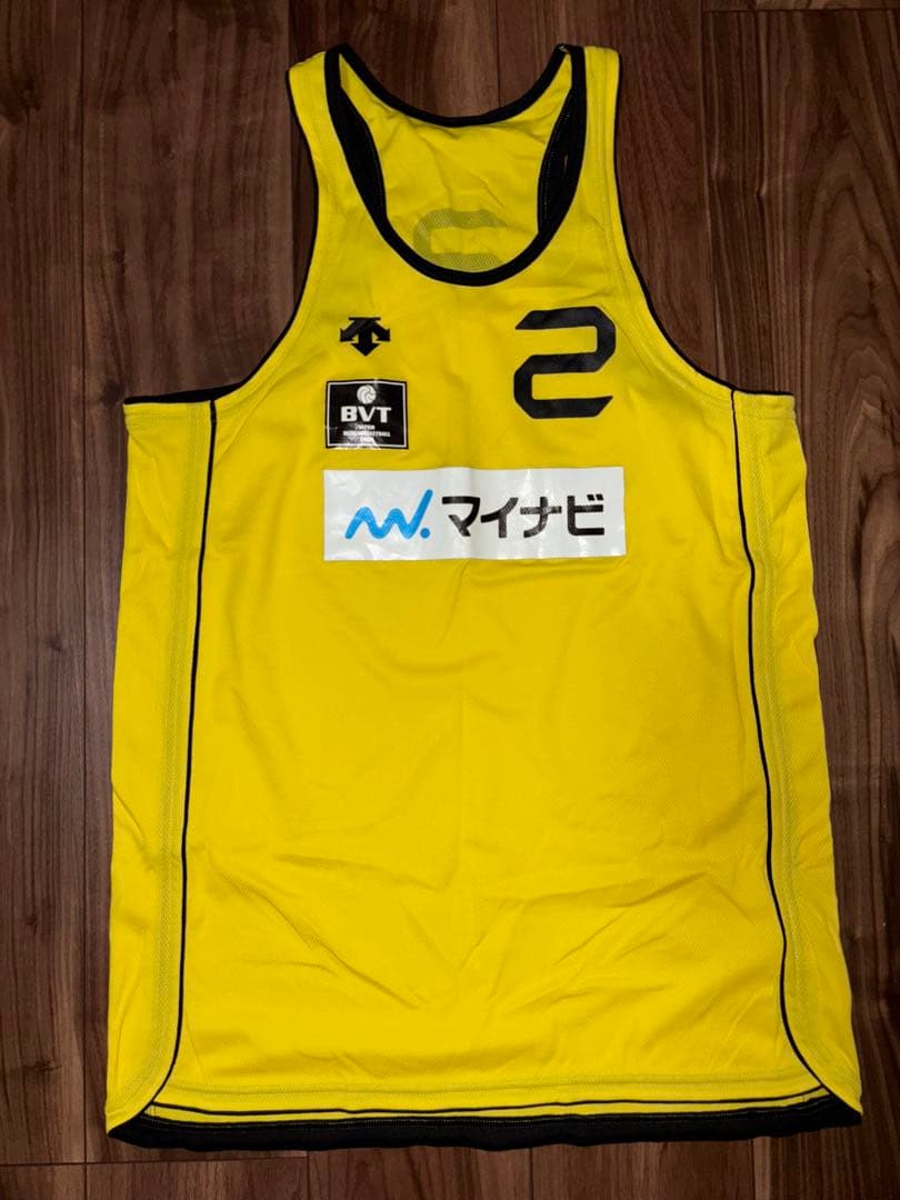 ビーチバレー　タンクトップ ユニフォーム　黄　セット　ロゴ（マイナビ•ガラナ）