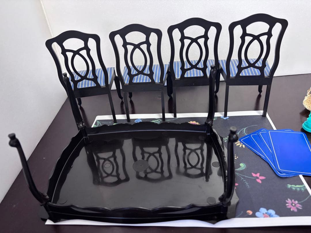 ●黒ダイニングテーブル ヴィンテージ シンディドールハウス 1/6サイズ