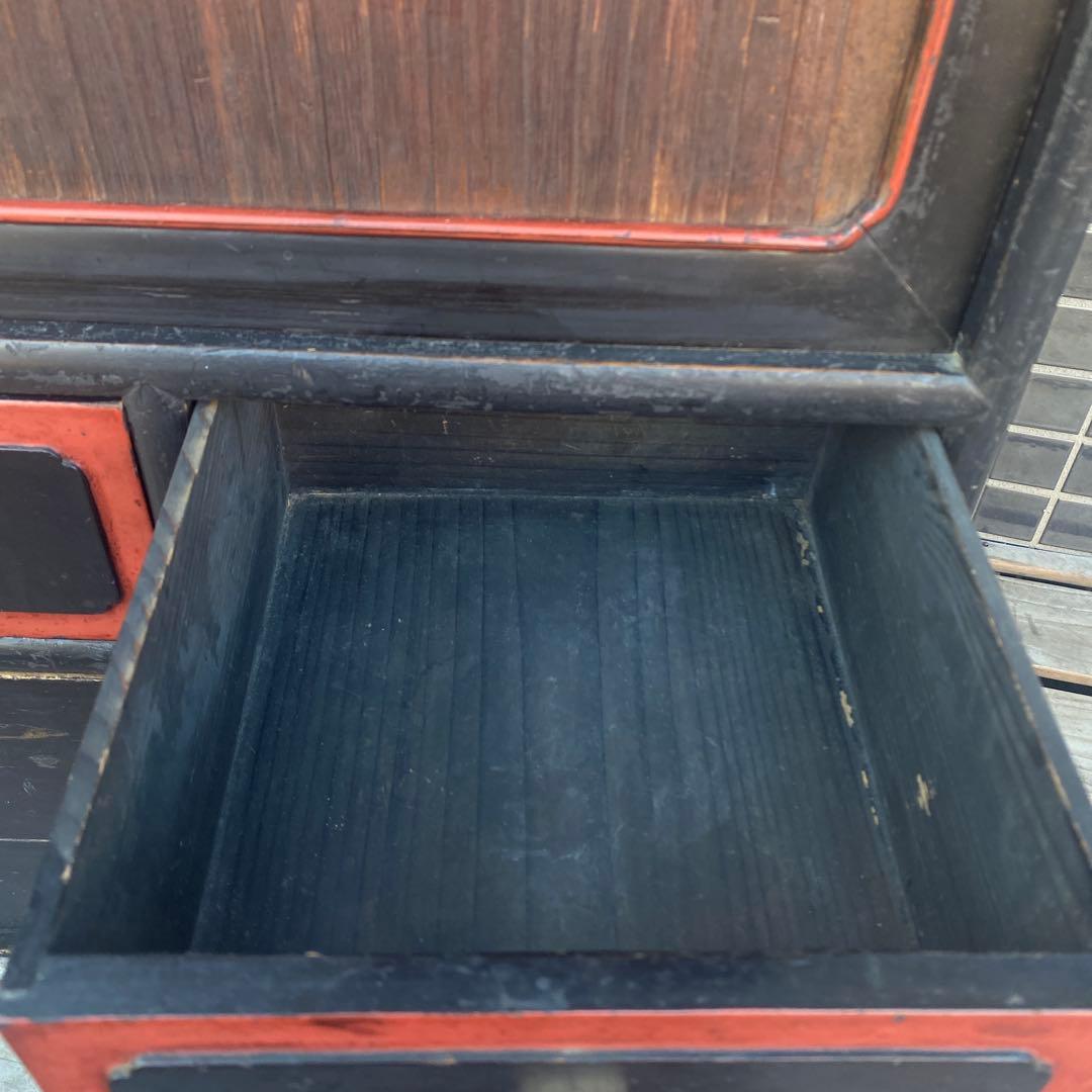 時代物 蒔絵 漆塗り飾り棚 骨董品 大正 大工 アンティーク家具 店舗什器