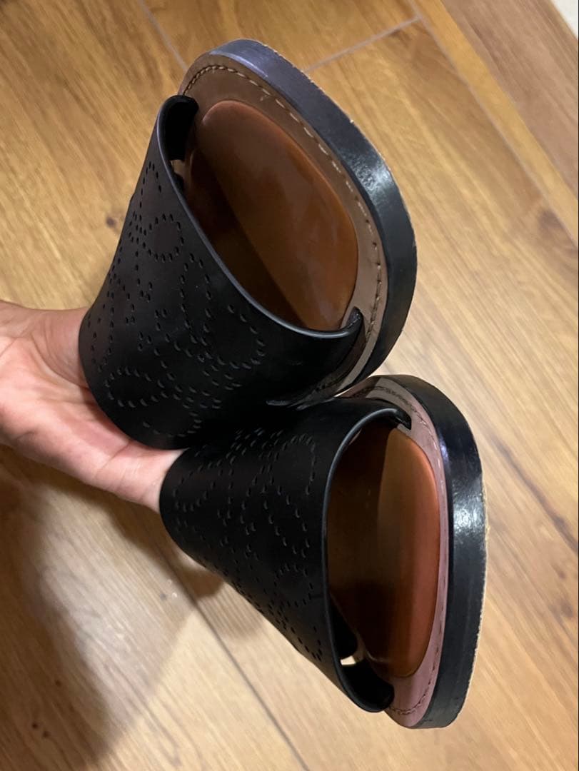 LOEWE ロエベ レザーフラットサンダル 38 ブラック