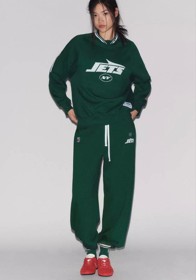 極美品NFL JETS×ZARA(ザラ)コラボスウェット上下セットアップ