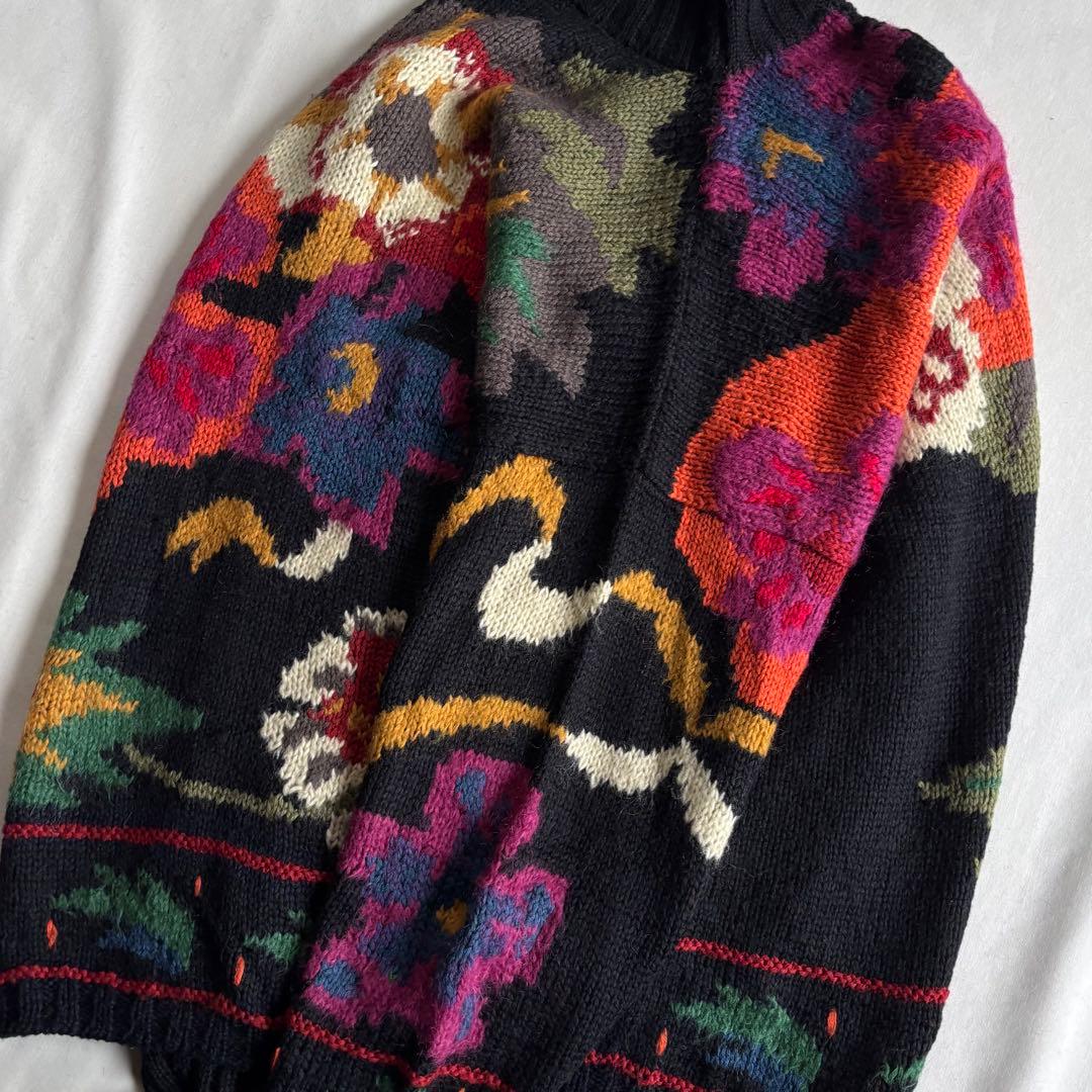 トップス 80s-90s VINTAGE flower pattern wool knit