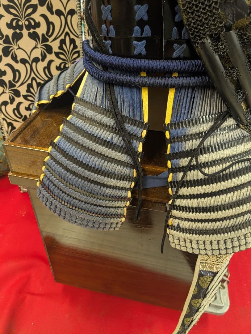 等身大 甲冑 鎧兜 鎧一式 甲冑 鎧櫃 鎧立付 面頰 青糸大縅鎧 伊達政宗公 写