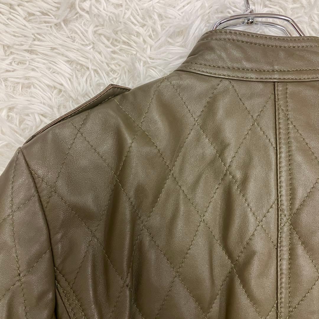 短丈 BALMAIN バルマン キルティング レザー ライダースジャケット 羊革