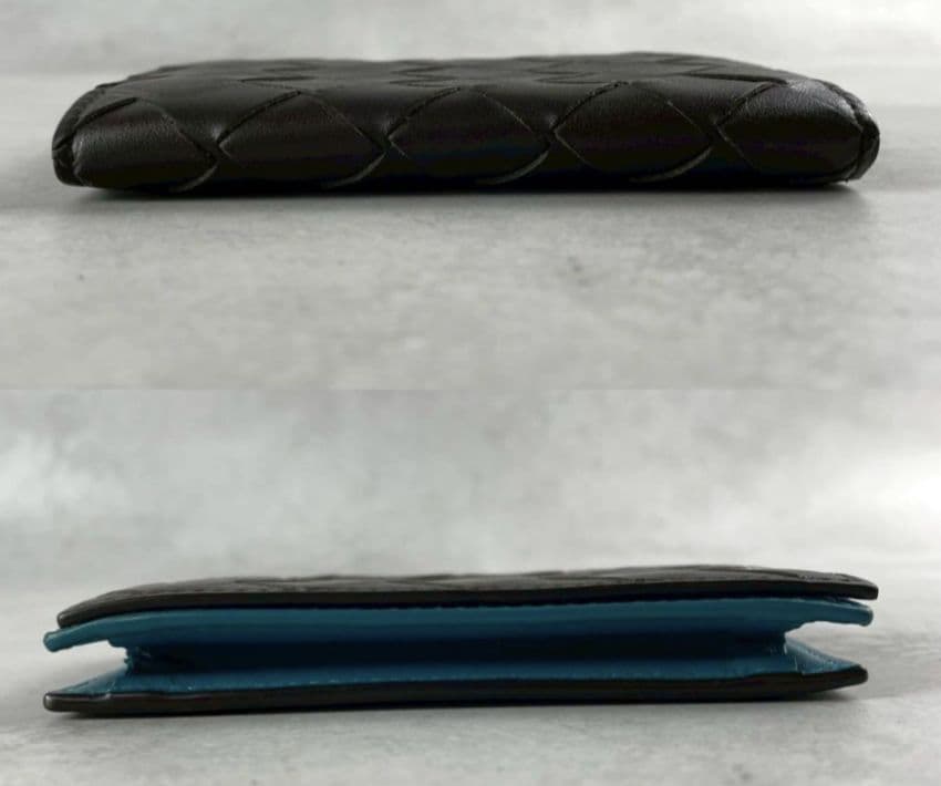 【美品 RFID内蔵】ボッテガヴェネタ カードケース マキシ イントレ 茶 水色