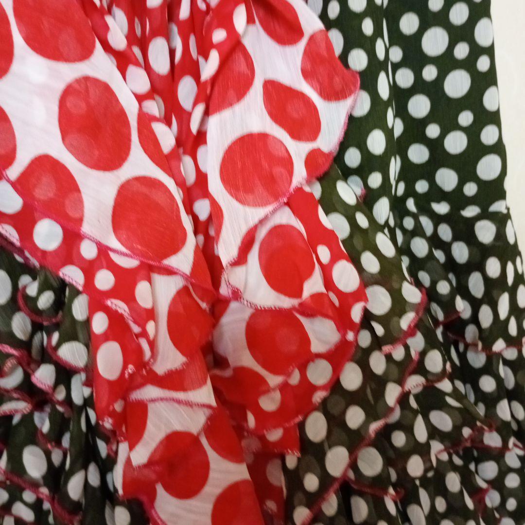 フラメンコ スカート 赤 水玉　スペイン製