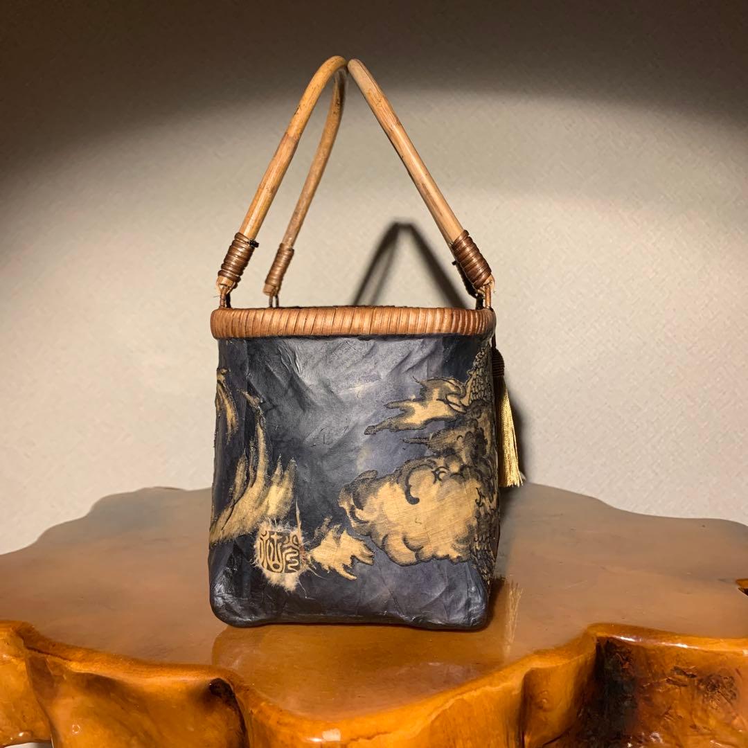 た*ん様 ＊一閑張りバッグ（龍神）柿渋染