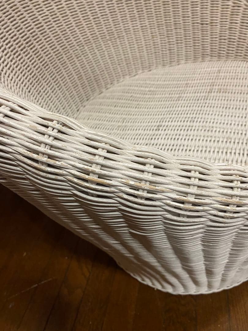 希少♦️高級 エッグチェア♦️ホワイトラタン♦️フレンチ シャビー♦️2脚セット 送料込