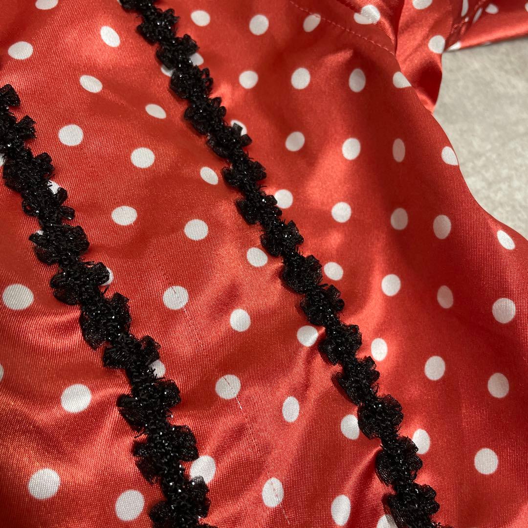 コムデギャルソン ドット柄　長袖シャツ 丸襟　オレンジ