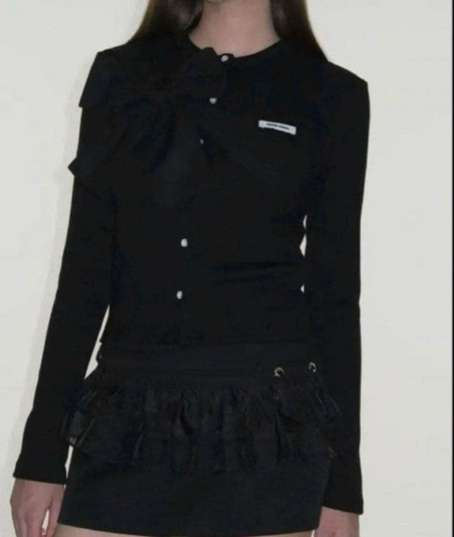 2/6まで値下げ 新品 crank リボンニットカーディガン 黒