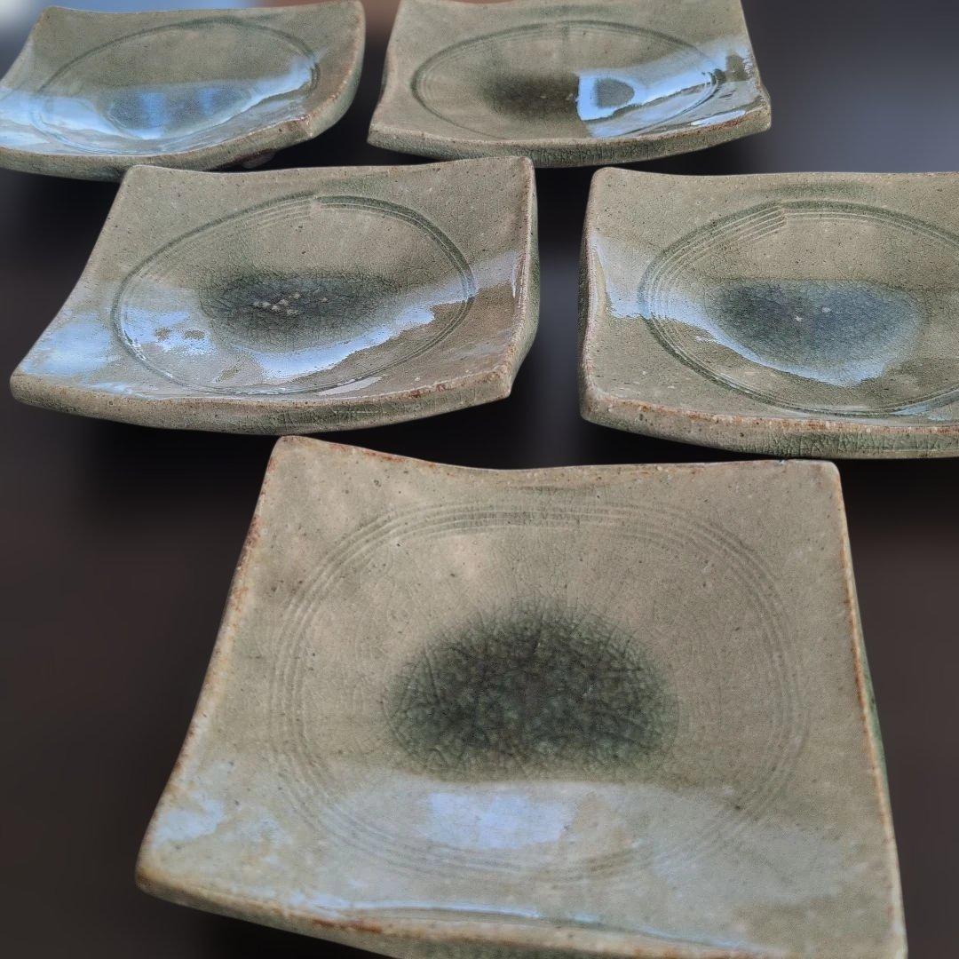 信楽焼角皿箱入り5枚揃え