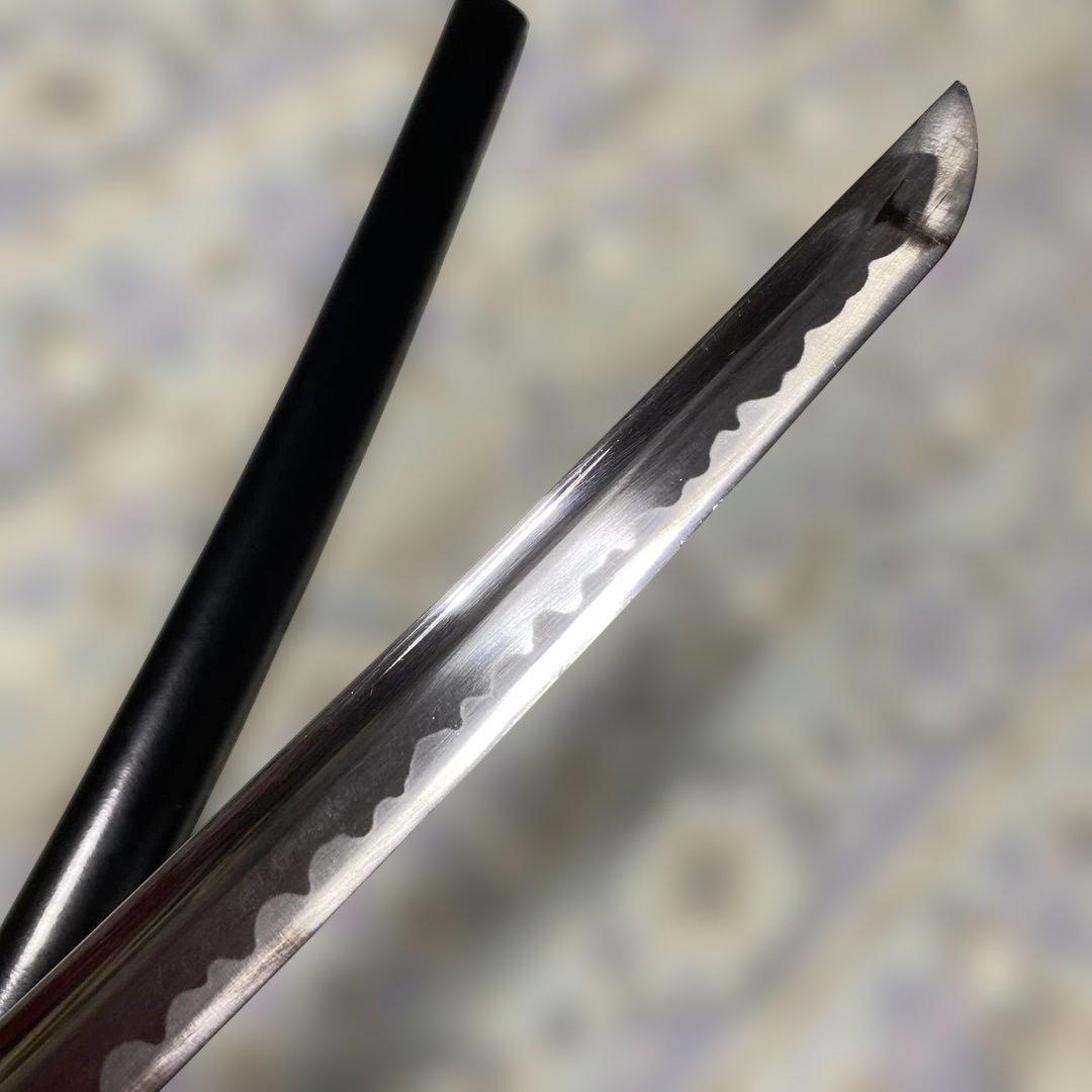 居合刀(刀袋付) 茶柄 竹笹木瓜真鍮鍔 黒梨地呂鞘