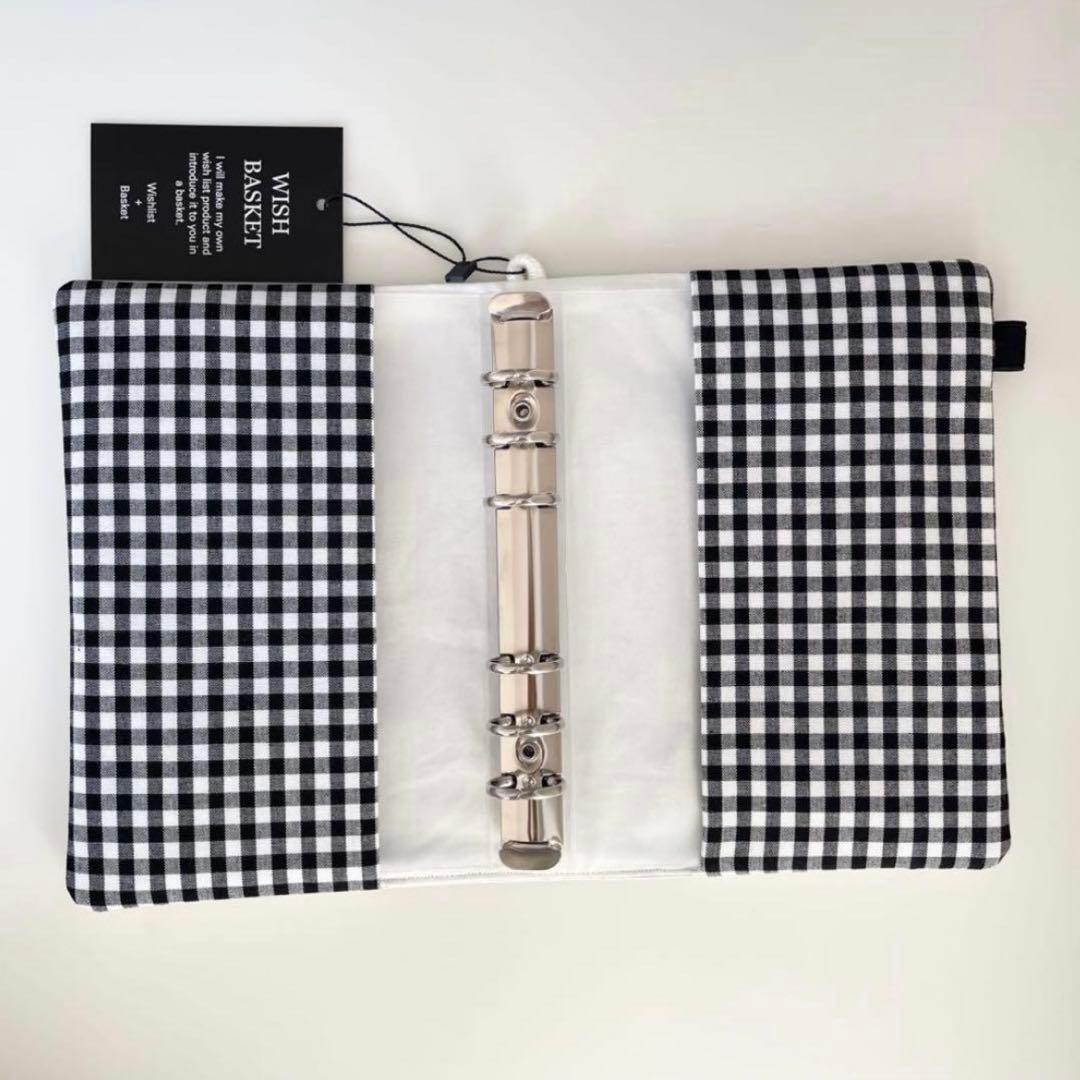 カルパッチョ　韓国　バインダー　カバー　貯金　シルバー　黒　チェック　3