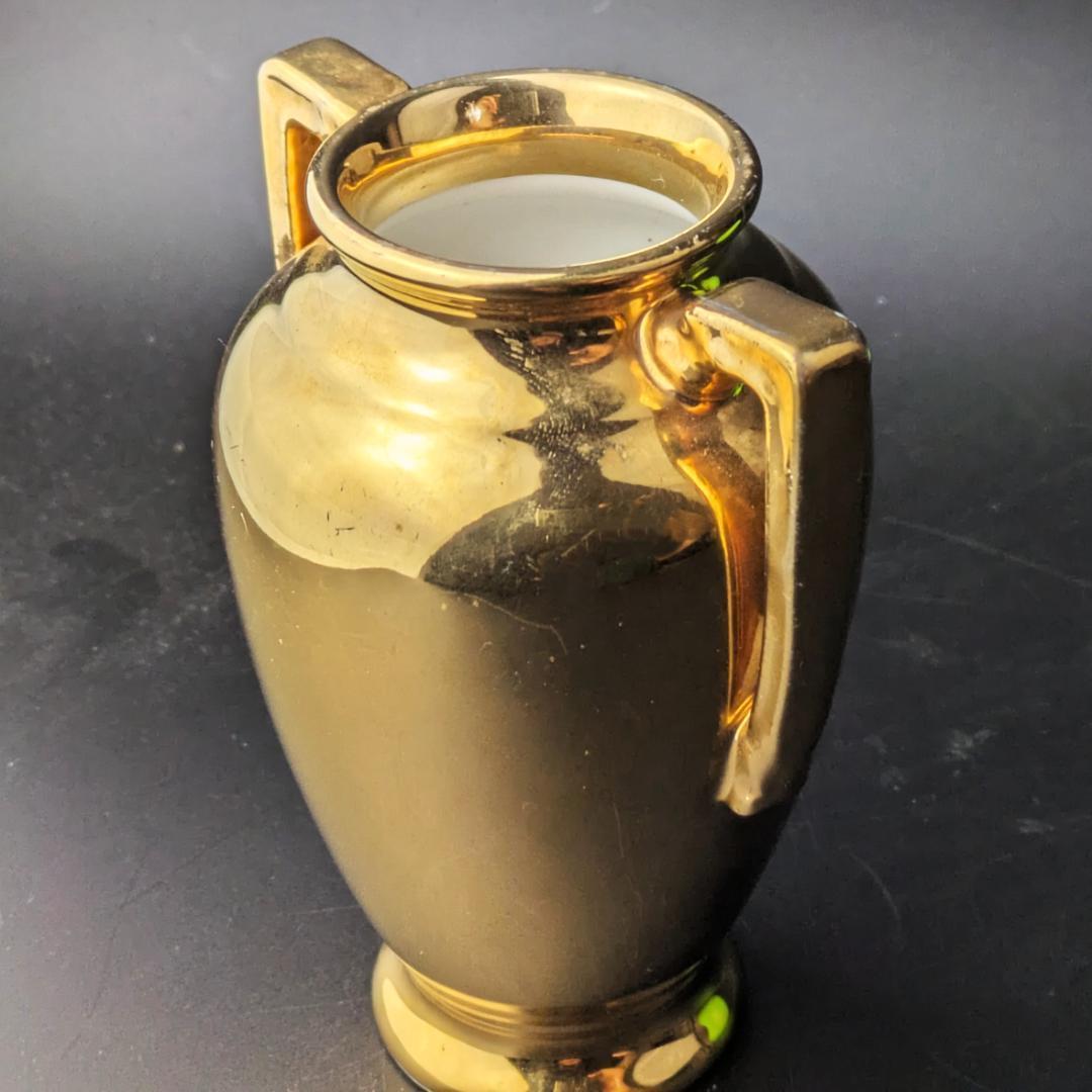 ノリタケ森村組 Mリース 金彩花瓶ミニ 1911-1920年代 双耳 輸出品