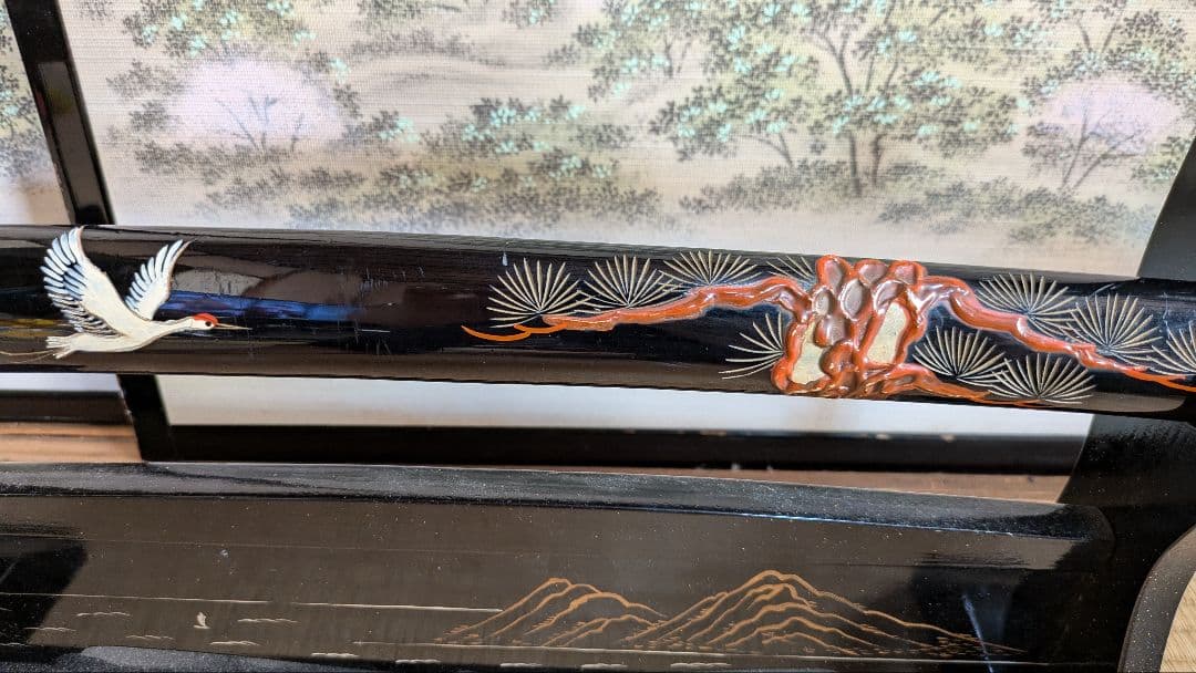 【Momo】金属製 模造刀 大刀 C 出世刀 鶴松柄 台袋付