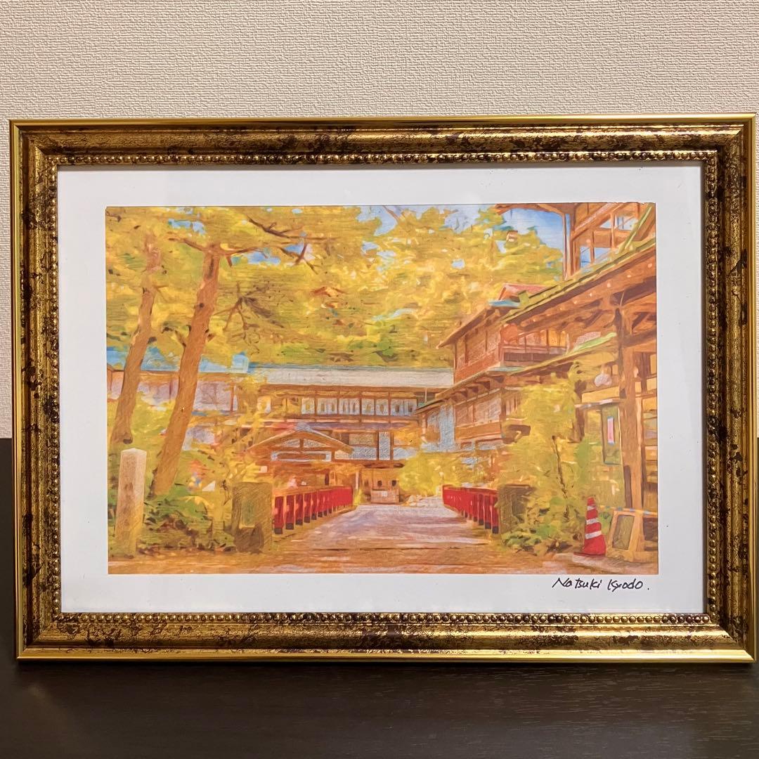 ジブリアート10 千と千尋の神隠しより「積善館」額装品32.7㎝×24.0㎝