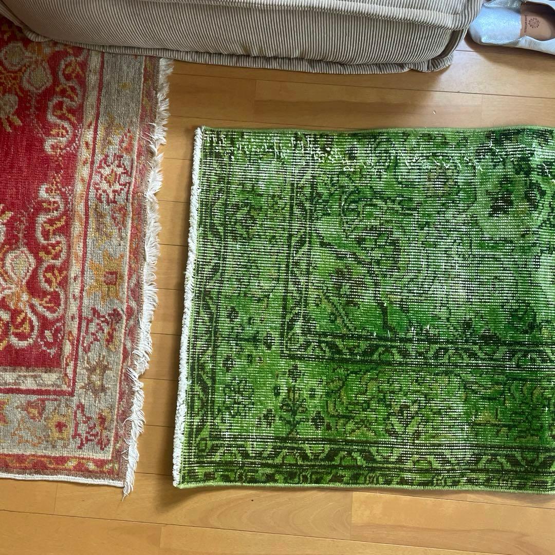 60×120ワサビグリーン　オーバーダイ　トルコあヴィンテージラグ