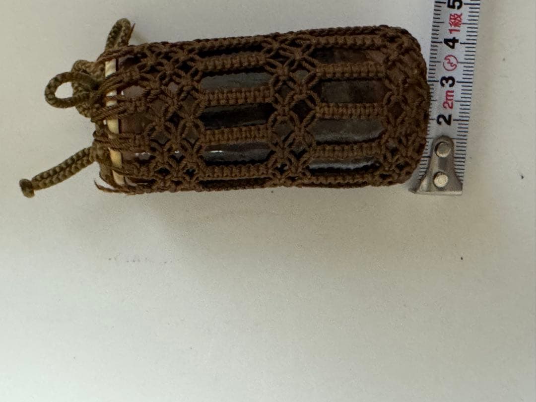 笹山焼 柿釉 筒茶巾筒（茶道具)・網袋・箱付