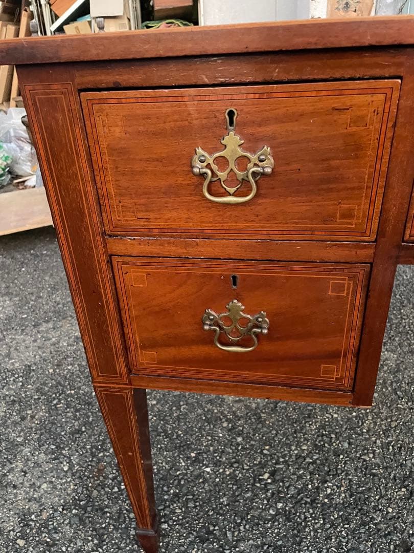 イギリス　書斎机　デスク マホガニー材 アンティーク　デスク　両袖　クラシック