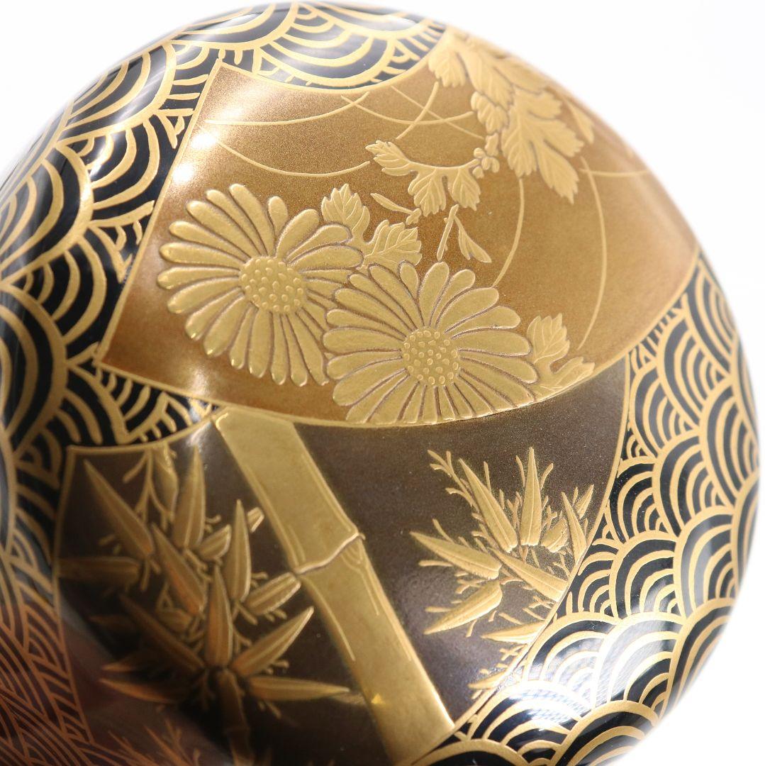 Gojyo 青海波に五君子蒔絵 中棗 松竹梅 内金梨子地 茶道具　M881