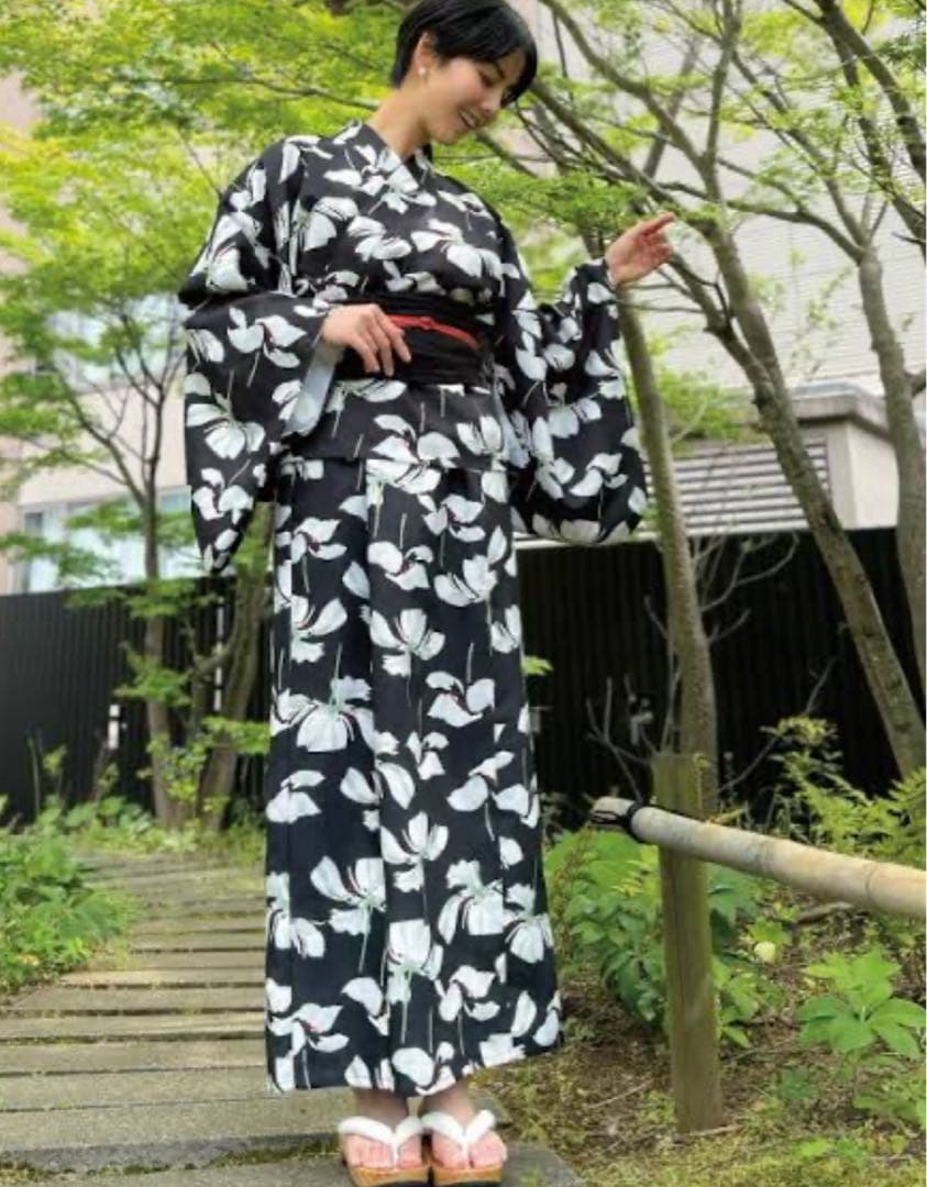 シネマティック 元鈴木さん 2way浴衣 黒 エコバッグになる兵児帯付き