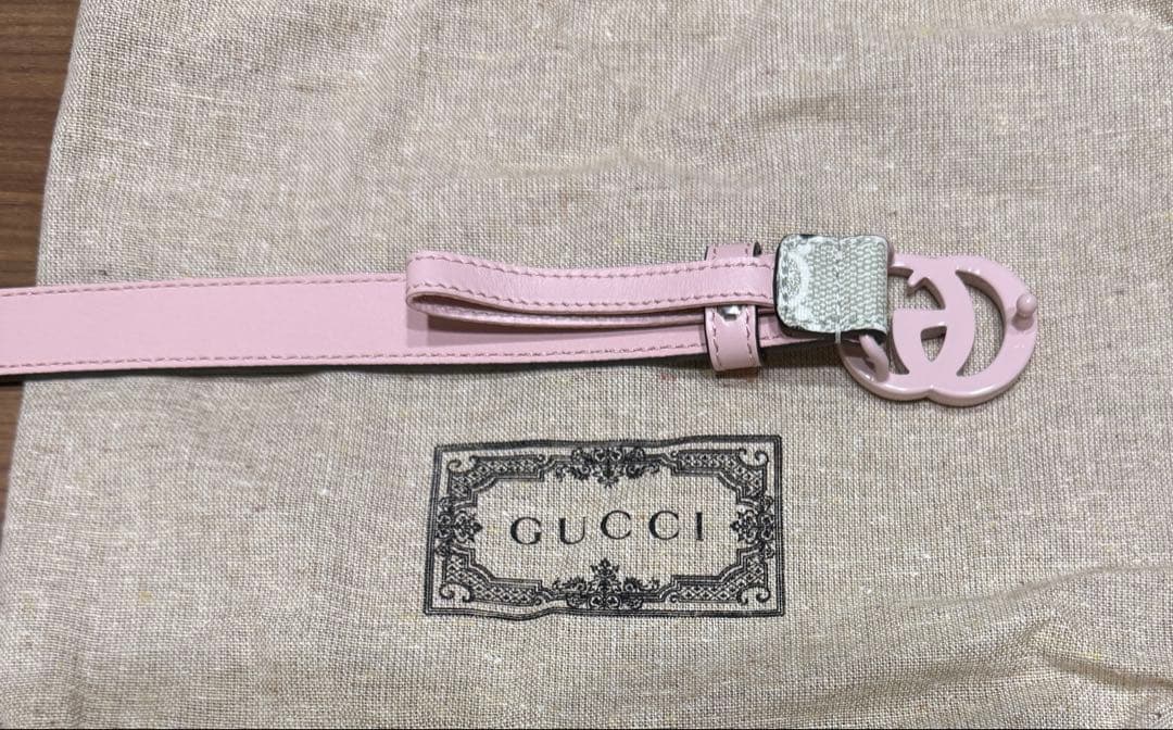 鞠*山様 未使用　GUCCI グッチ　レディース　GGロゴ ベルト グレー/ピン