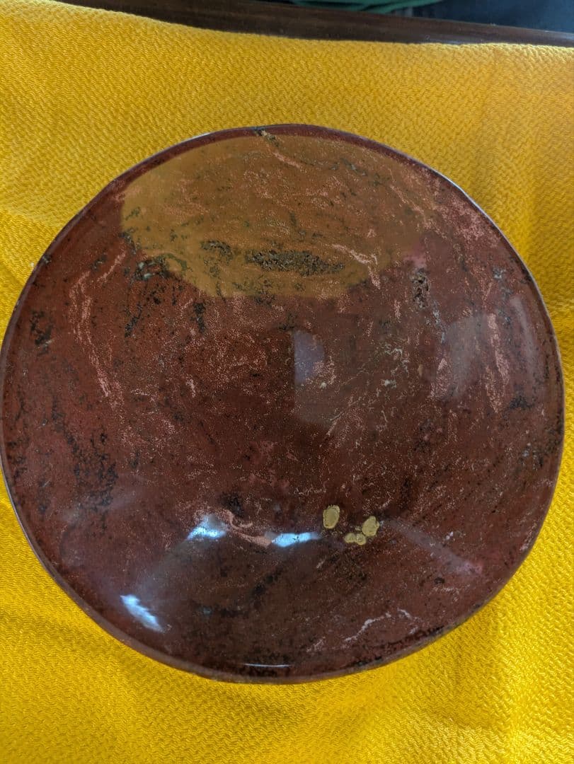 抹茶茶碗、石彫刻茶碗、赤石茶碗、倉田辰彦作、日本製