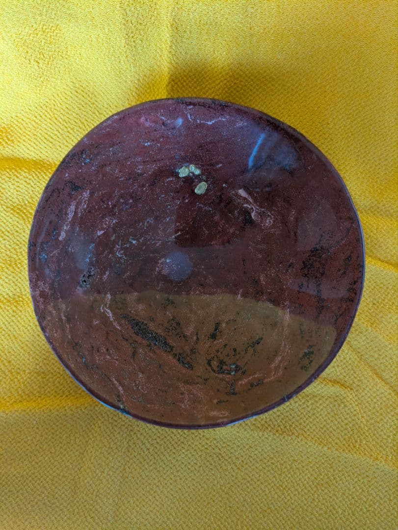 抹茶茶碗、石彫刻茶碗、赤石茶碗、倉田辰彦作、日本製