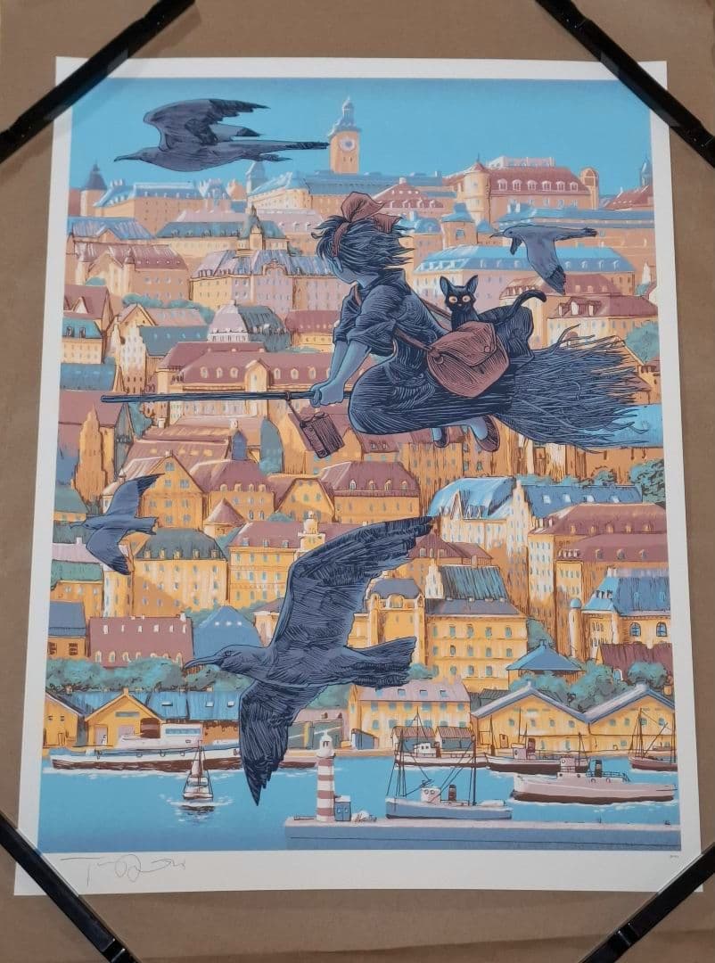 激レア 魔女の宅急便 キキ ジジ シルクスクリーン ポスター サイン入り ジブリ