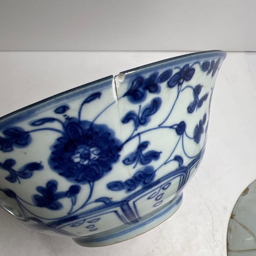 中国明末清朝時代　青草鉢、皿色々　口径約14~18㎝　東Y7-1030②トヒサ