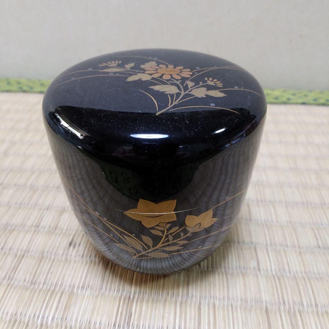 茶道具 草花蒔絵 中棗 山中塗 耕峰 作