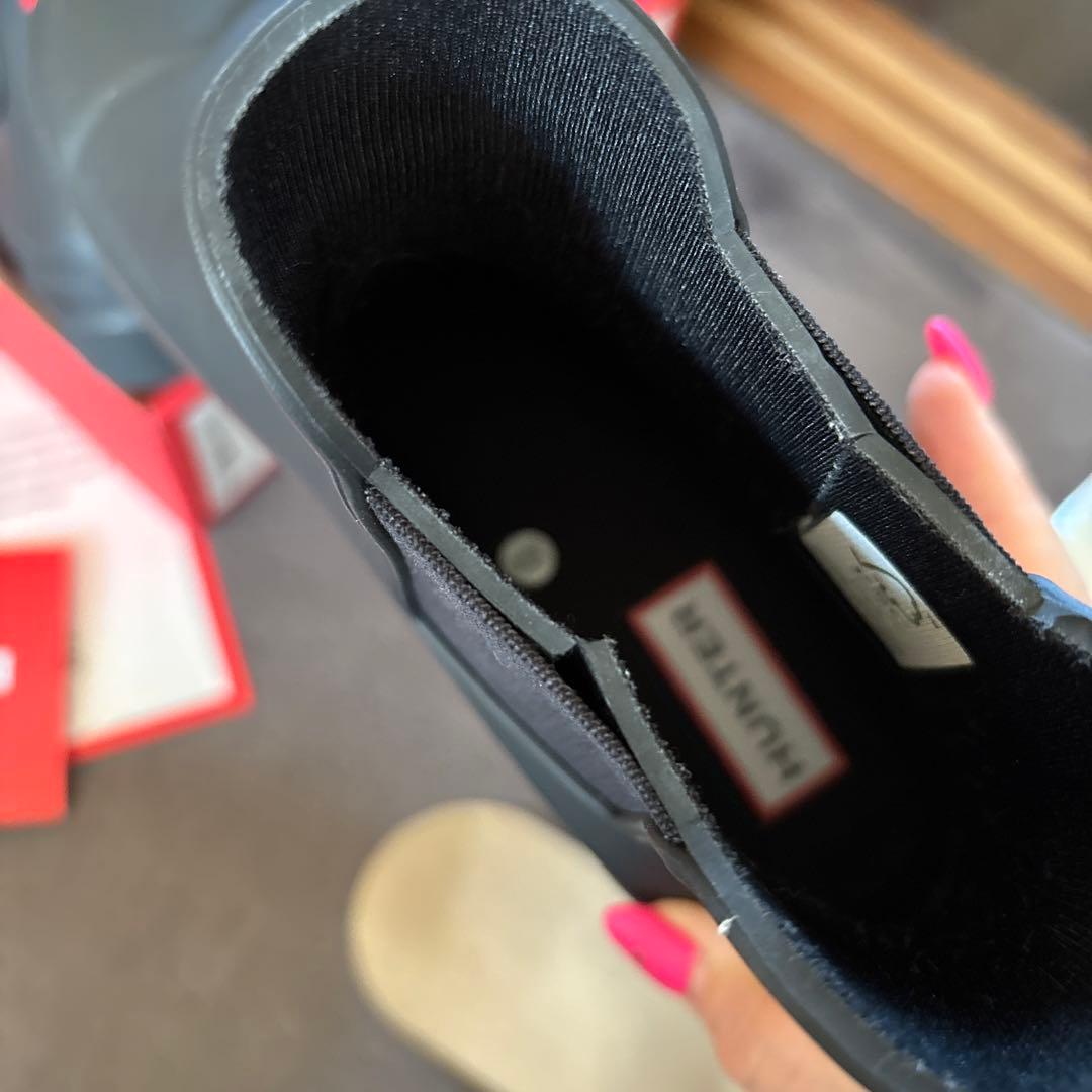 ゆ*ぺ様 ハンター トリ カラー ロゴ バックストラップ ブーツ