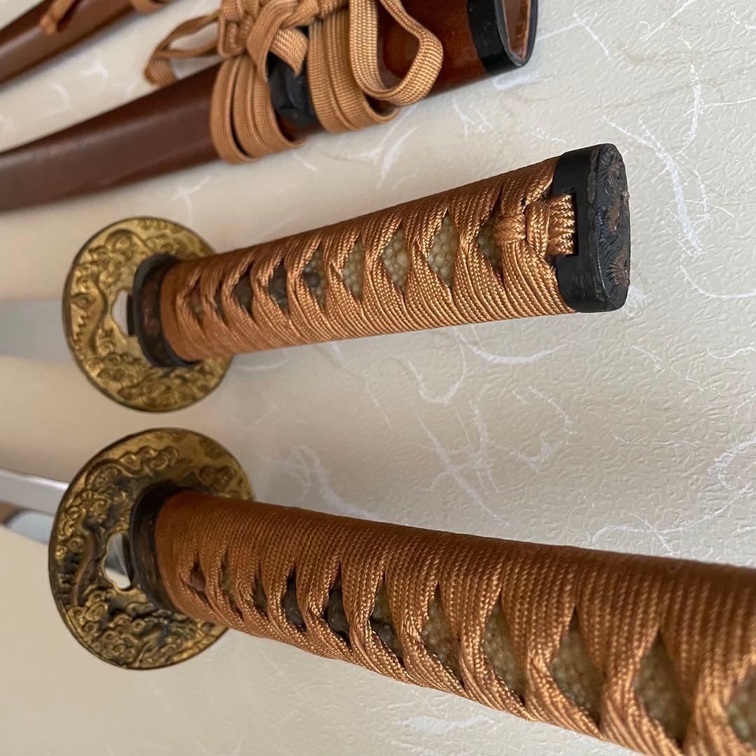 S*ジ様 模造刀 日本刀 武具 刀剣 のたれ刃紋 居合刀 2本セット 太刀 脇差