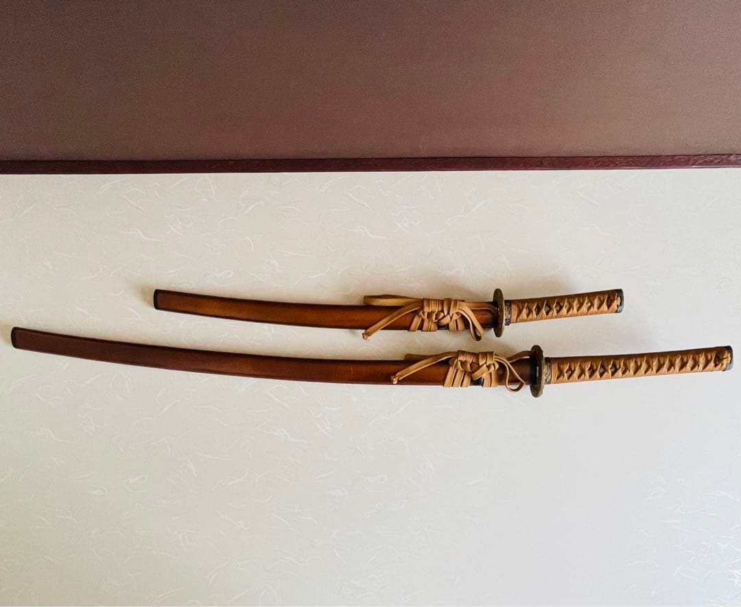 S*ジ様 模造刀 日本刀 武具 刀剣 のたれ刃紋 居合刀 2本セット 太刀 脇差