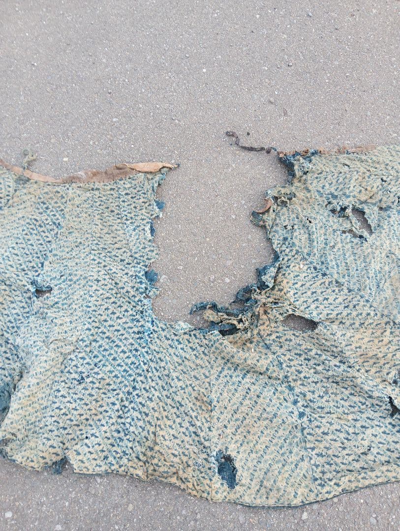 襤褸　合羽　江戸　古布　刺子　リメイク　ボロ　綿　藍染　時代劇 レインコート