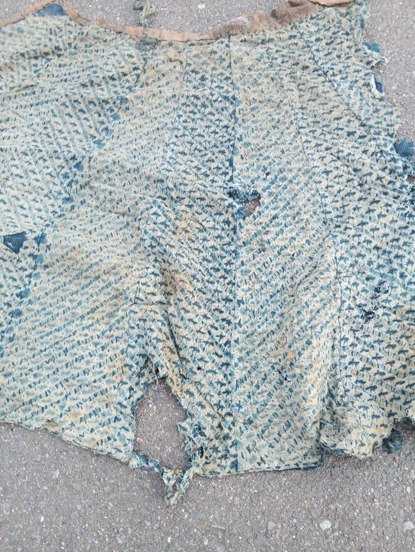 襤褸　合羽　江戸　古布　刺子　リメイク　ボロ　綿　藍染　時代劇 レインコート