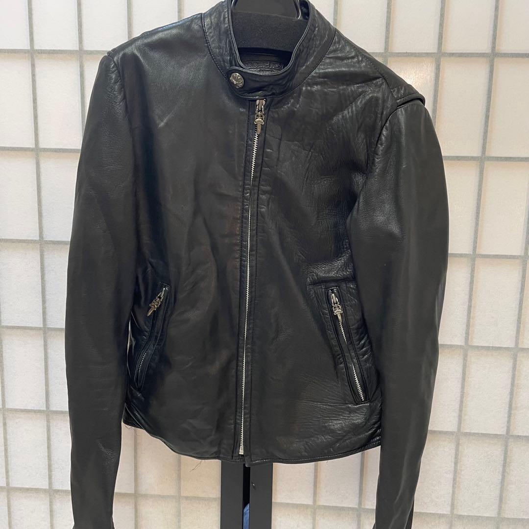 【内張り破れ】クロムハーツ レザー シングルライダース レディースM