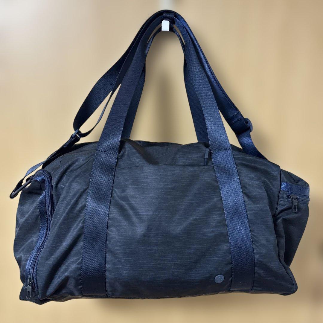 ルルレモン ダークブルー ボストンバッグ ナイロン製
