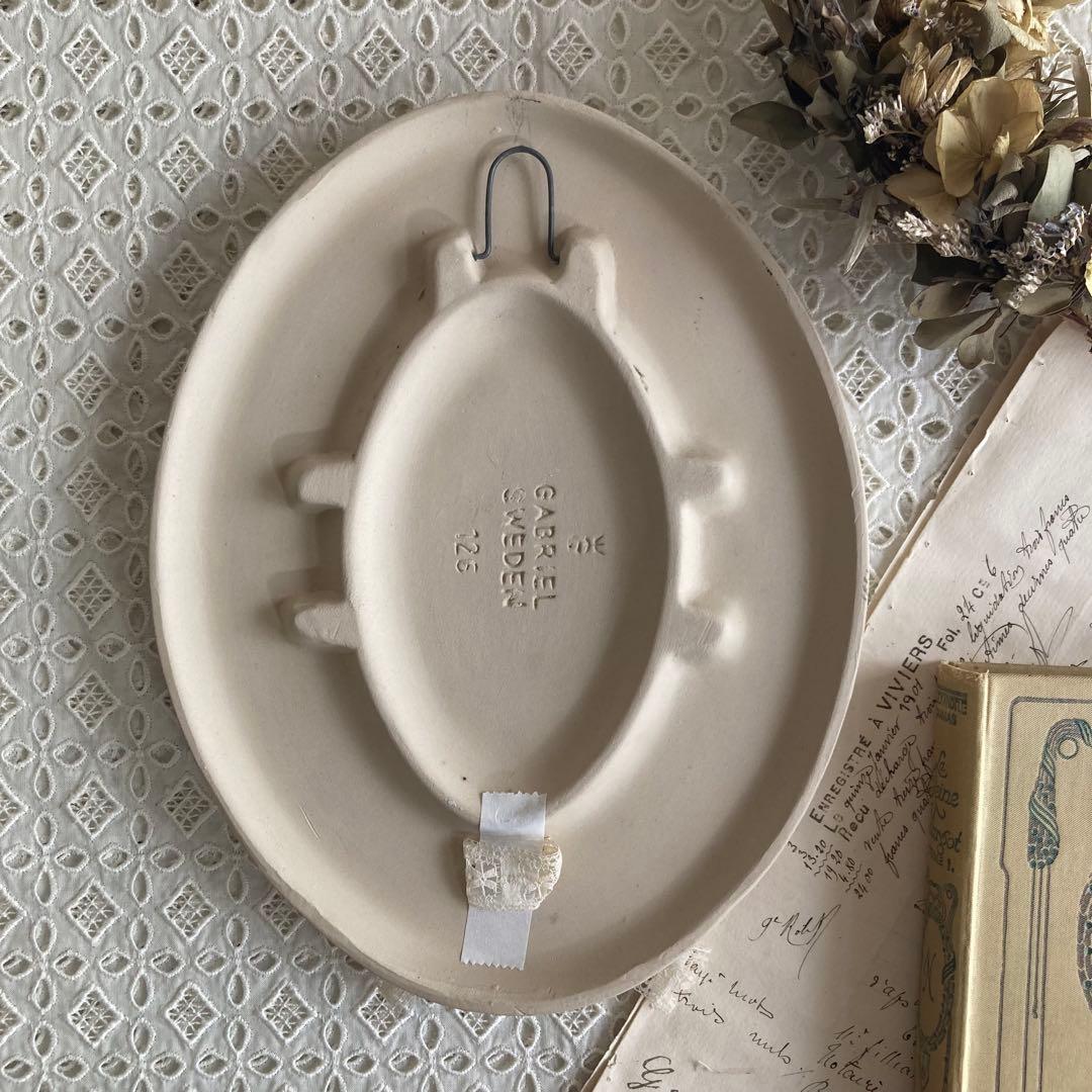 北欧ヴィンテージ　【希少】Gabrielオーバル陶板キャンドルホルダー＆リボン