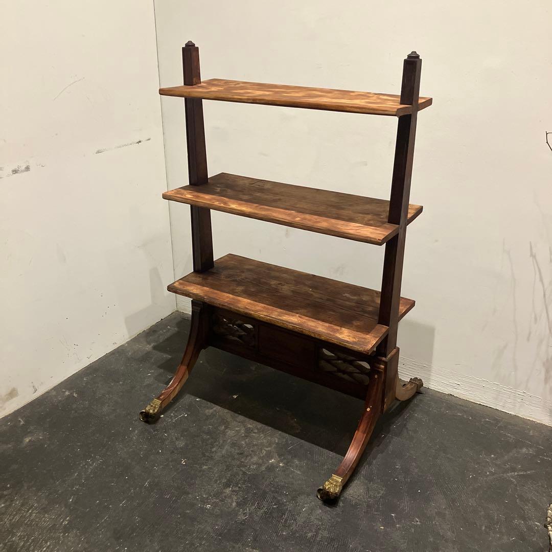 アンティーク木製3段シェルフ