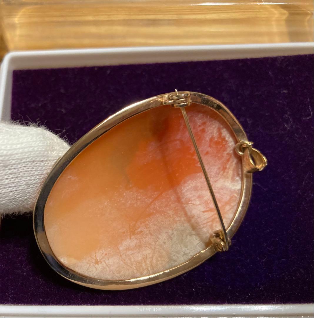 天然シェルカメオ アンティーク プローチ　ペンダント