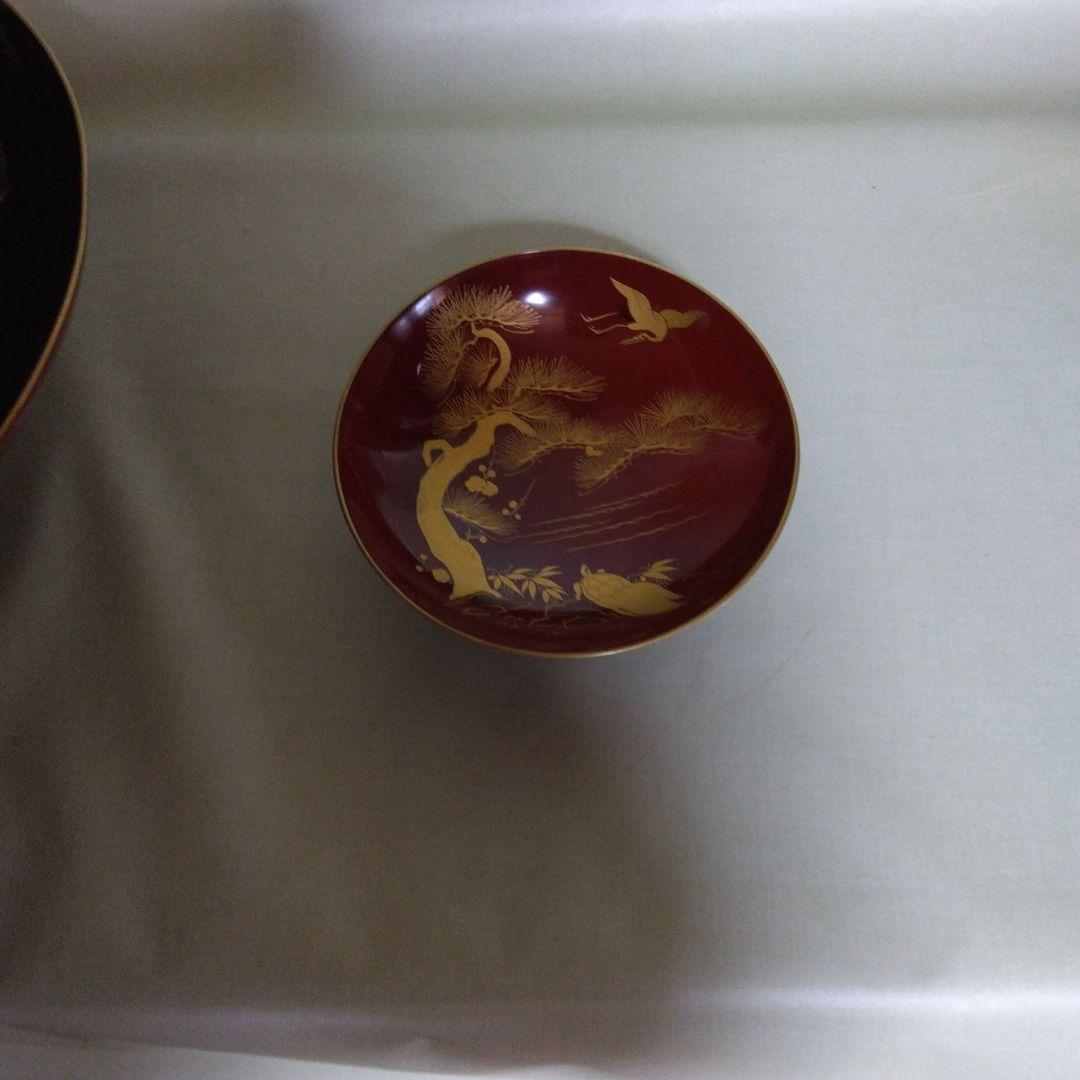 木製九つ重ね杯　本金蒔絵付