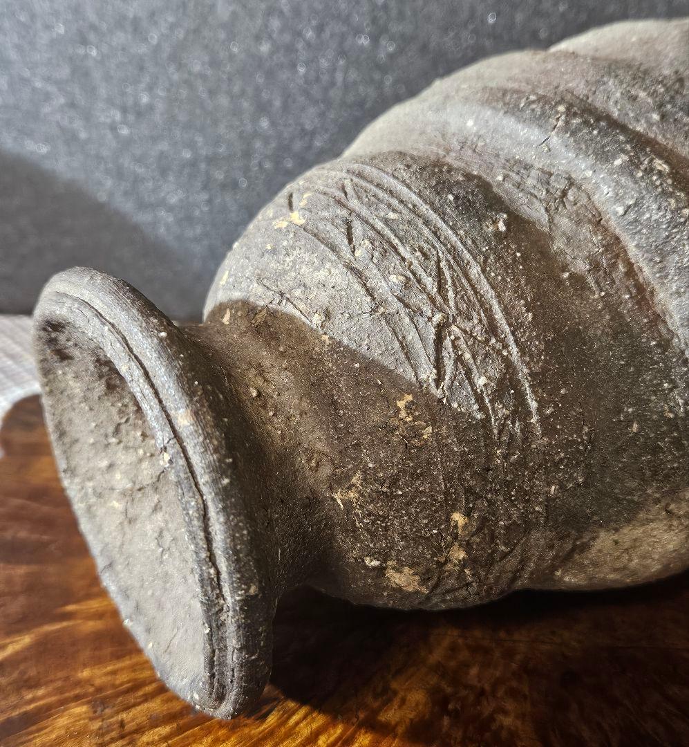 江戸時代　古信楽　檜垣文様　壺　花入れ　花生け　茶道具　茶器　古陶磁器　オブジェ