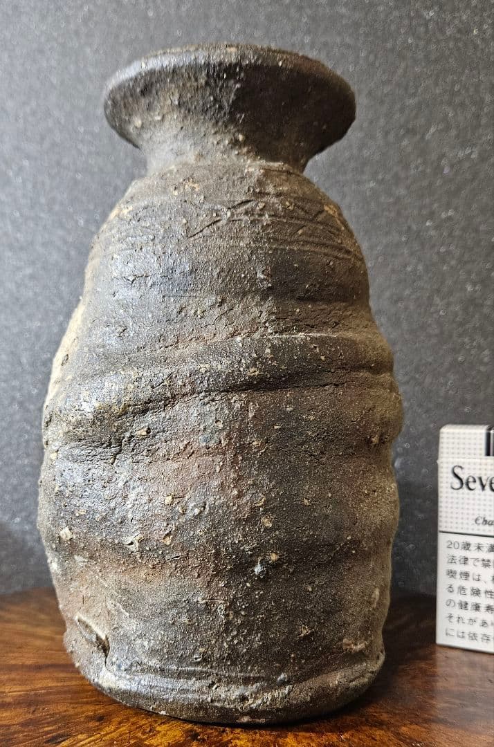 江戸時代　古信楽　檜垣文様　壺　花入れ　花生け　茶道具　茶器　古陶磁器　オブジェ